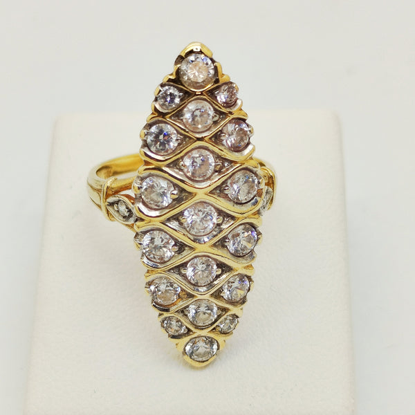 Bague marquise en or jaune 18K Taille-52