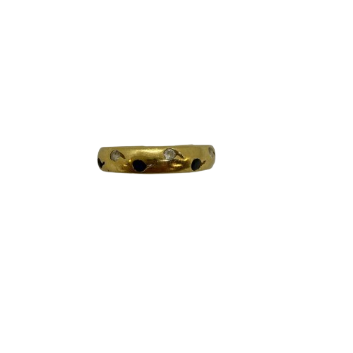Bague Alliance Or Jaune 18 K avec Saphirs et Oxydes - T 55