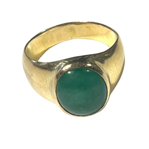 Bague en Or Jaune 18k avec Jade - T53