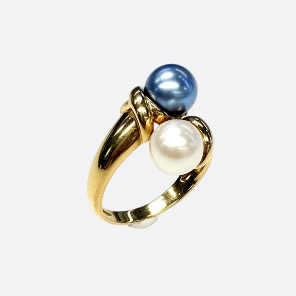 Bague en Or Jaune et Perles d'Eau Douce 18k - 3.96 G