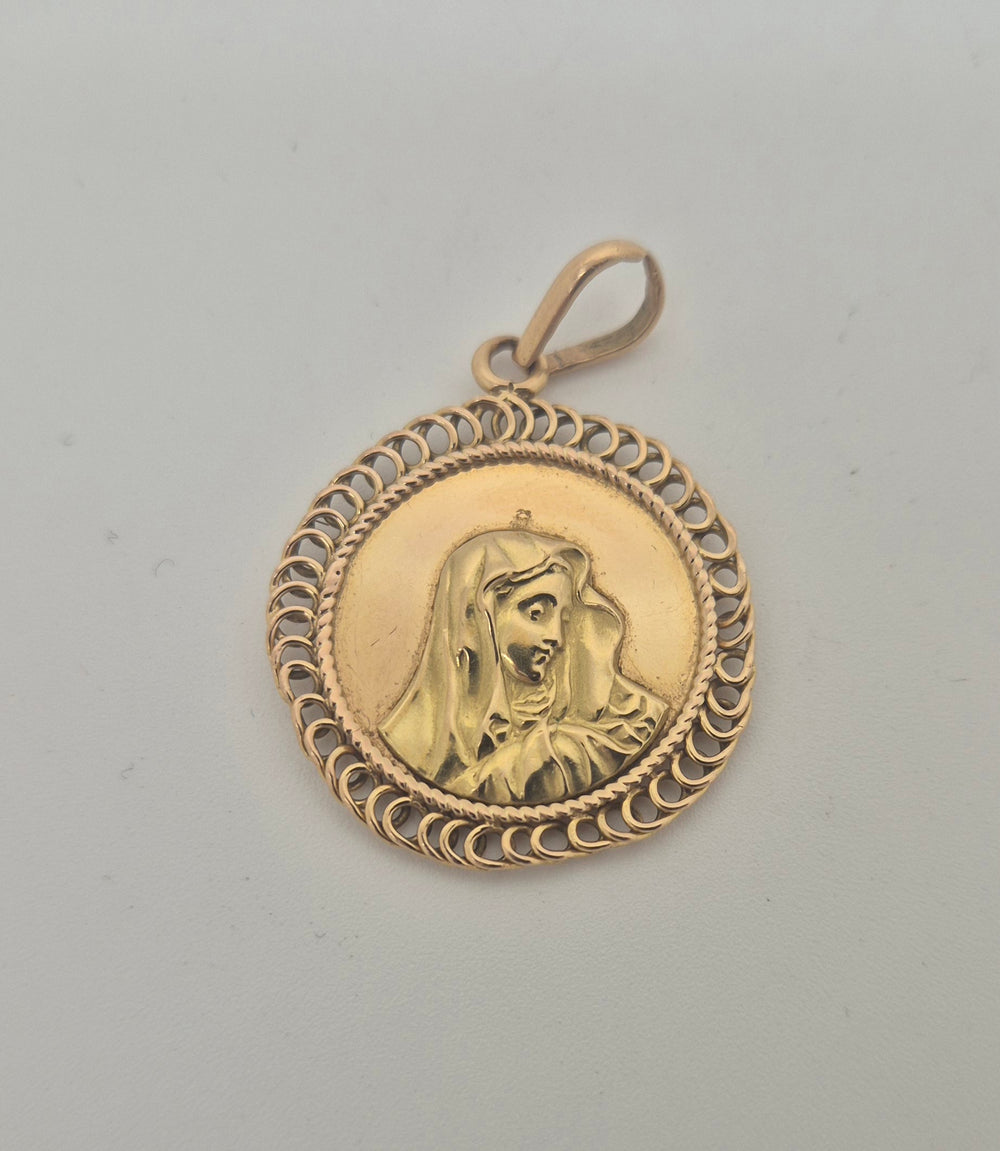 Pendentif Médaille Vierge en Or Jaune 18k 3.97grs