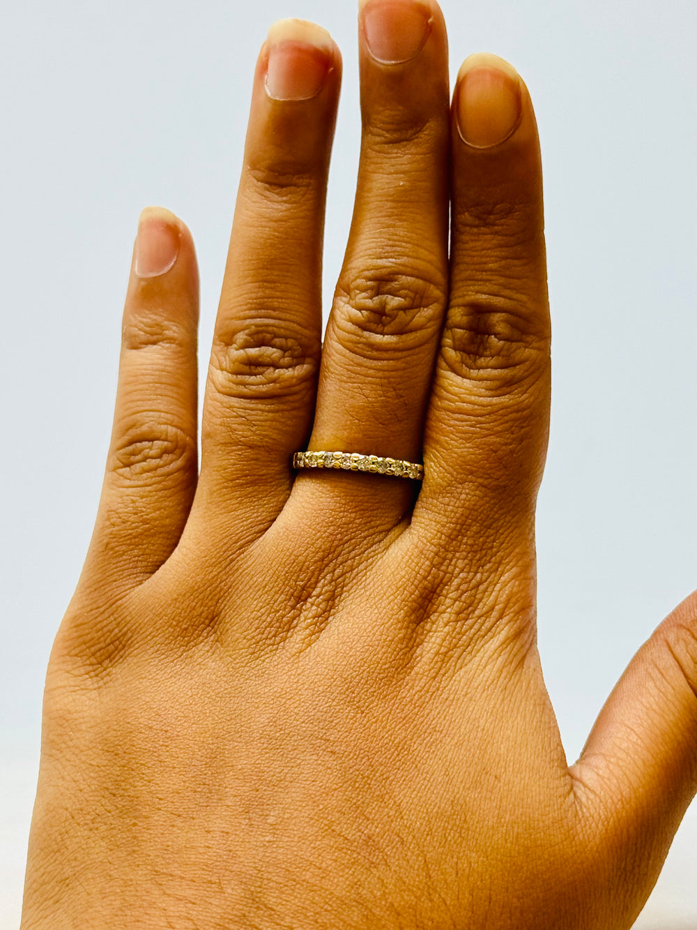 Bague Demi Tour en Or Jaune 18K et Diamants