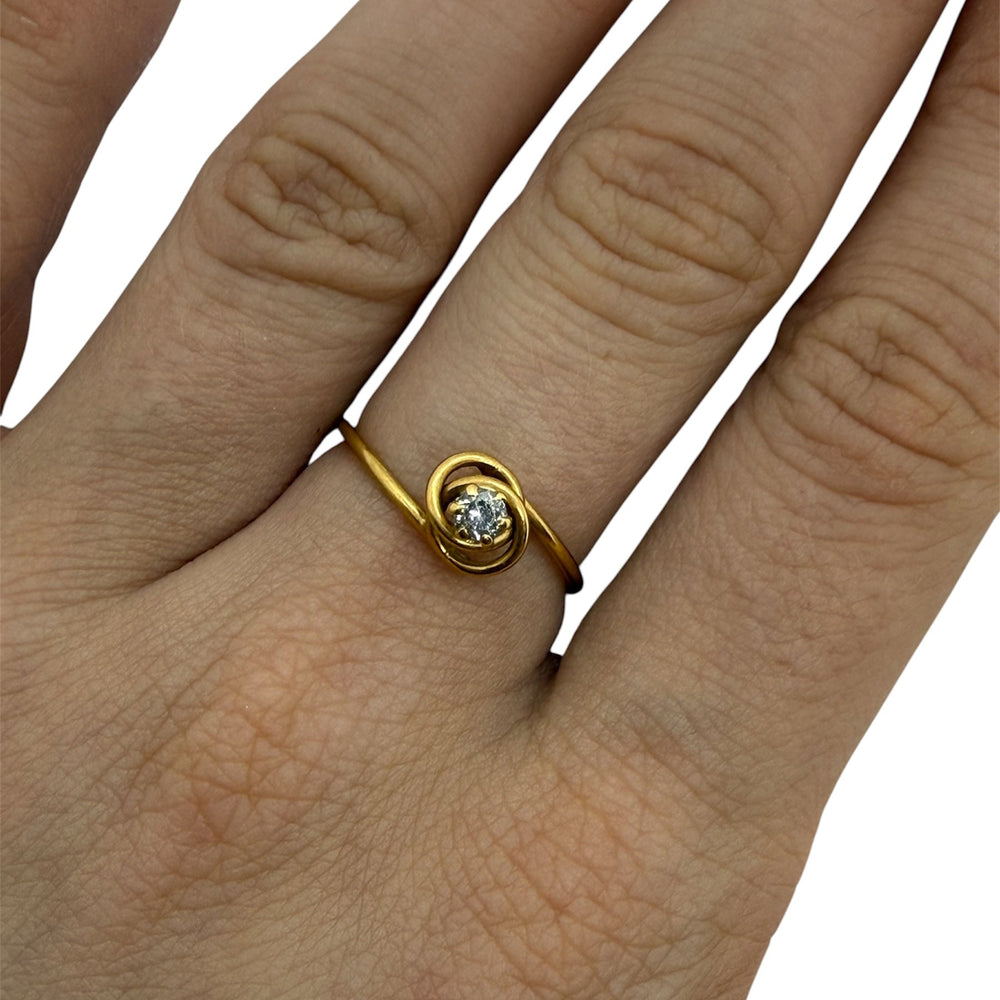 Solitaire en Or Jaune avec Cristal de Quartz 18K