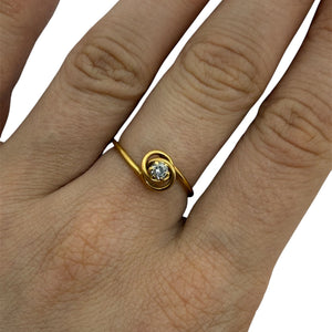 Solitaire en Or Jaune avec Cristal de Quartz 18K