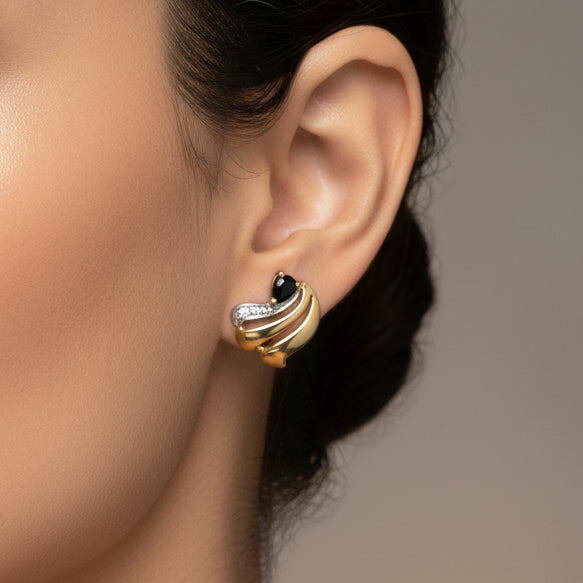 Boucles d'oreilles en Or Jaune et Blanc 18 k -  2.25 G