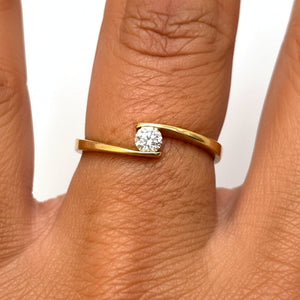 Solitaire en Or Jaune 18K - Diamant