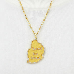 Pendentif Carte île Maurice Or Jaune 18k