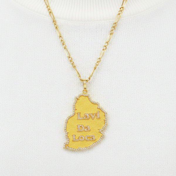 Pendentif Carte île Maurice Or Jaune 18k