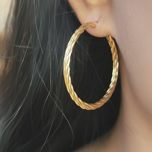 Boucles d'Oreilles Créoles en Or Jaune 18k