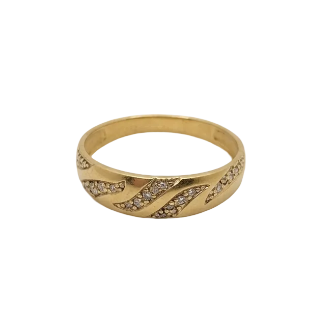 Bague Demi Tour Or Jaune Diamants 18K - 1.55G - Taille 53