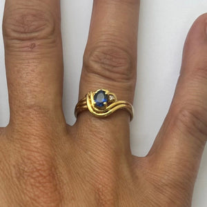 Bague Or Jaune avec Diamants et Saphir