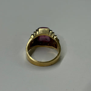 Bague Tank en Or Jaune avec Améthyste