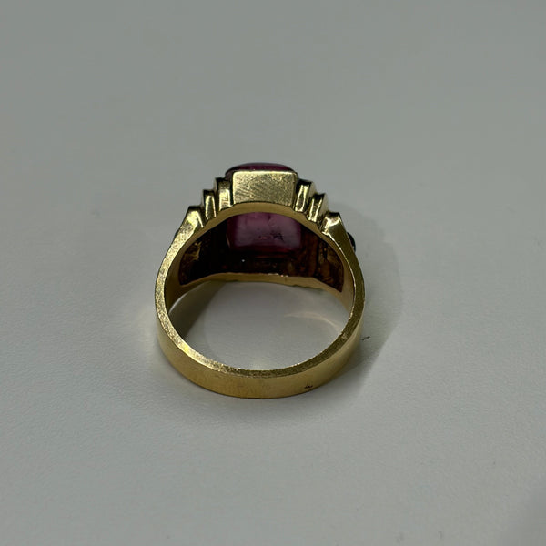 Bague Tank en Or Jaune avec Améthyste