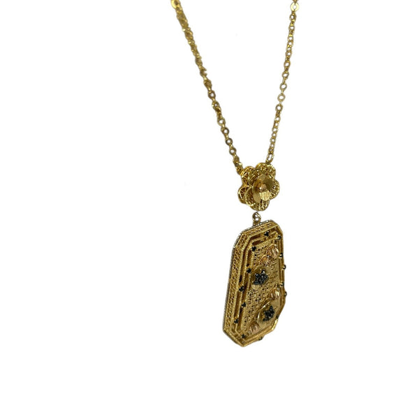 Collier en Or 18 Carats avec Oxyde de Zirconium Poids - 18.77 Grs
