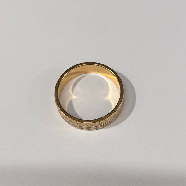 Bague Alliance en Or Jaune et Or Blanc 18K - Taille 54 - 4.46G
