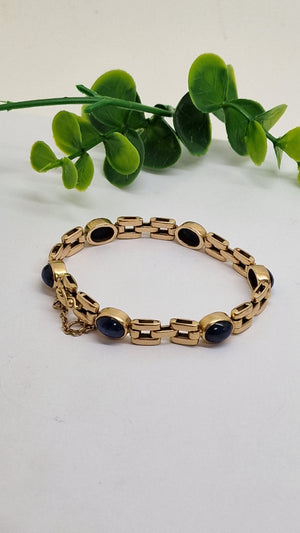 Bracelet Maillon Fantaisie en Or Jaune 18K avec Saphirs