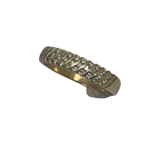 Bague Demi Tour Or Jaune 18K et Diamants - T53 - 2.67gr