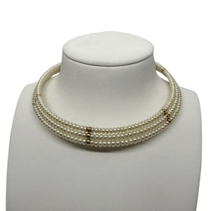Collier Ras du Cou en Or Jaune 18 Carats avec Perles