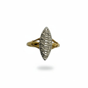 Bague Marquise OR Jaune et Blanc 18K - 3.20 G - T 56