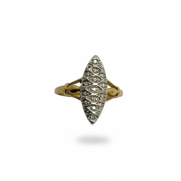 Bague Marquise OR Jaune et Blanc 18K - 3.20 G - T 56