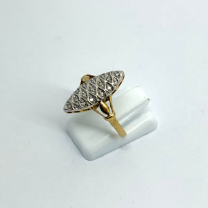 Bague Marquise OR Jaune et Blanc 18K - 3.20 G - T 56