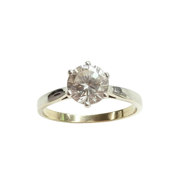Bague Solitaire Or Blanc 18k avec Zirconium