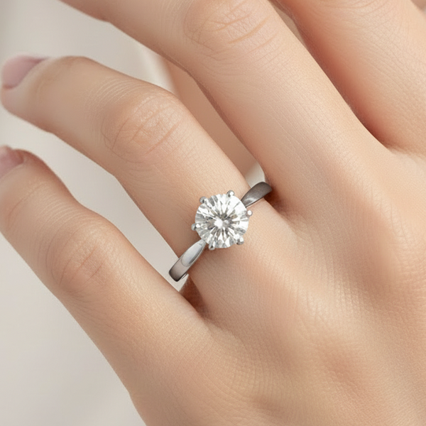 Bague Solitaire Or Blanc 18k avec Zirconium