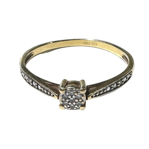Bague Alliance Solitaire Or Jaune Diamants 18K