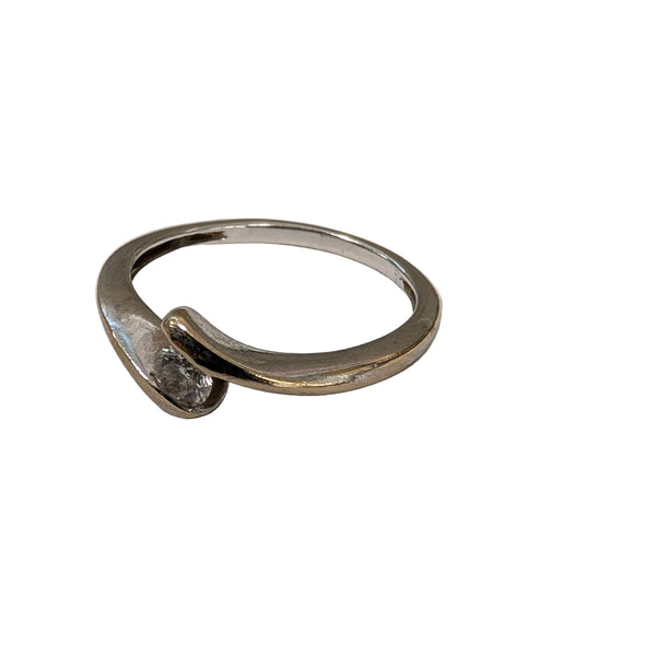 Bague Solitaire en Or Blanc 18K - Taille 53