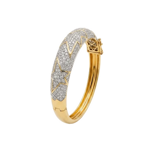 Bracelet Jonc Or Jaune 18 K et Oxyde de Zircon - 29.03 Grs