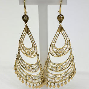 Boucles d'oreilles pendantes en or jaune 18K - 22.20gr
