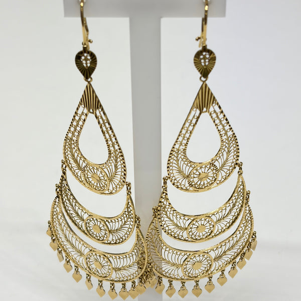 Boucles d'oreilles pendantes en or jaune 18K - 22.20gr