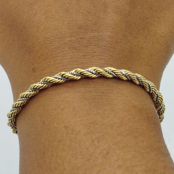 Bracelet maillon torsadé en or jaune et blanc 18 K