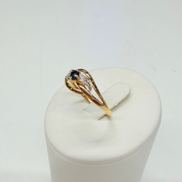 Bague en Or Jaune et Blanc 18k avec saphir