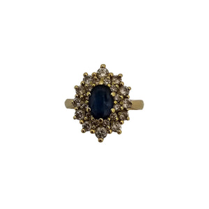Bague Marguerite Or Jaune 18K - 5.88 G Diamants et Saphir