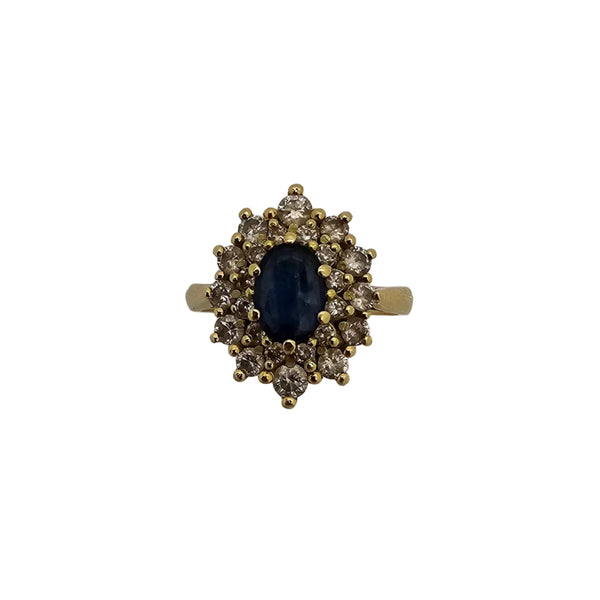 Bague Marguerite Or Jaune 18K - 5.88 G Diamants et Saphir