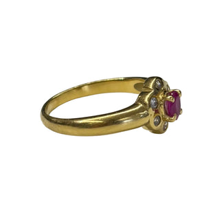 Bague en Or Jaune avec Rubis et Oxyde de Zirconium 18K