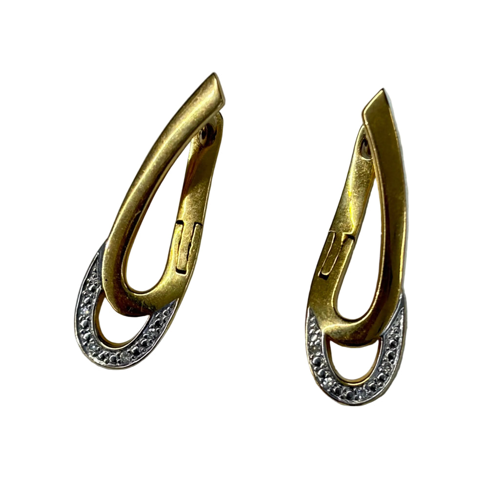 Boucles d'oreilles en Or Jaune et Or Blanc avec Diamants 18k