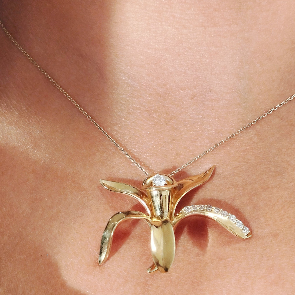 Pendentif Fleur de Vanille Or Jaune 18 K - 5.71 G