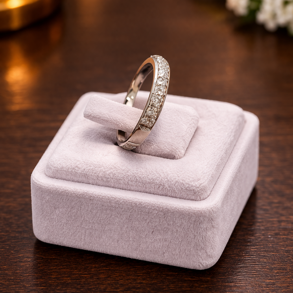 Bague Demi Tour en Or Gris 18K - Taille 50 - 1.79G