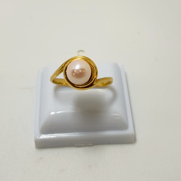 Bague Solitaire Or Jaune 18 Carats avec Perle Classique