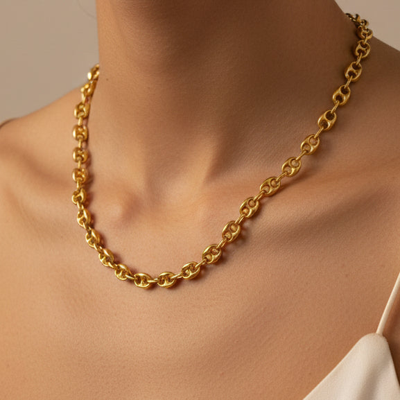 Collier Chaîne Grain de Café Or Jaune