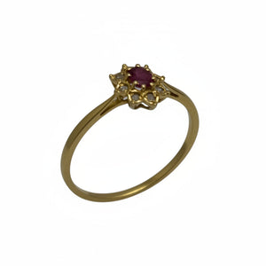Bague Marguerite OR Jaune 18K - 1.51 G - Taille 59 avec Diamants