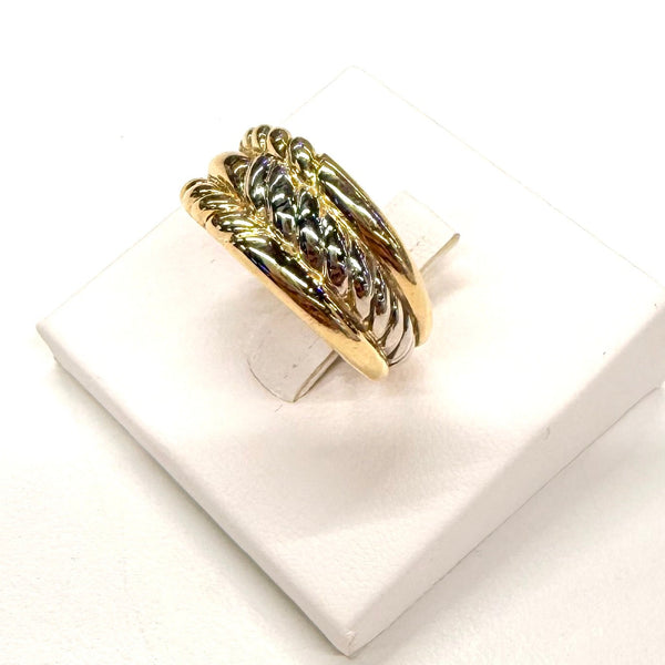 Bague travaillée en or jaune et or blanc 18 carats – Taille 53