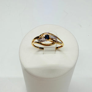 Bague en Or Jaune et Blanc 18k avec saphir