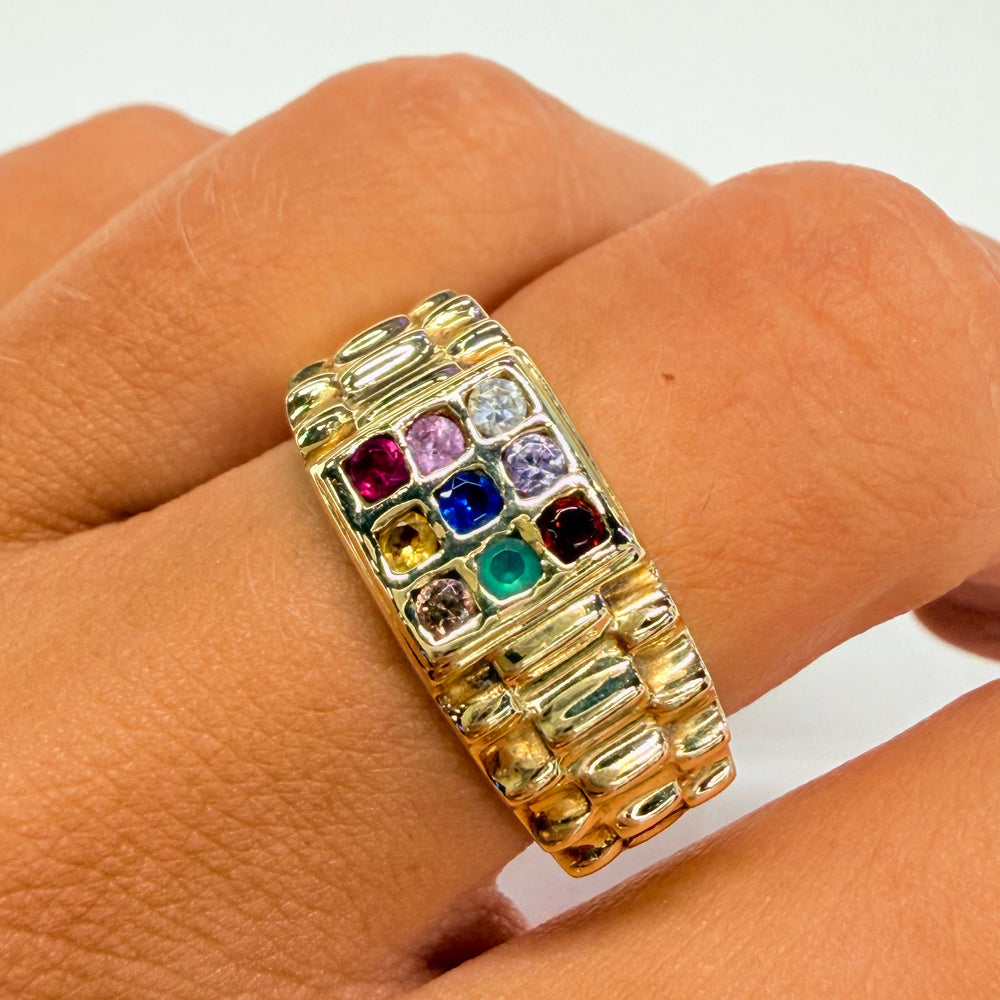 Bague 9 Planètes Or Jaune 18k - Taille 60