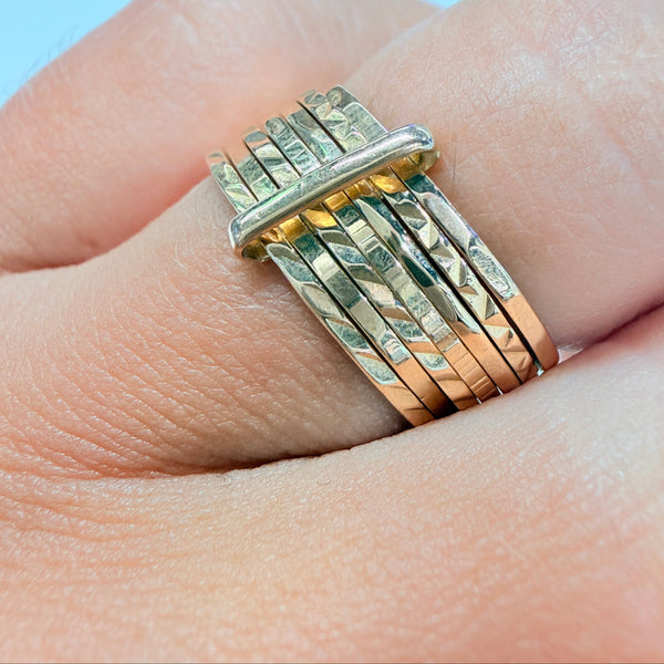 Bague semainier en or jaune 18K-taille 52