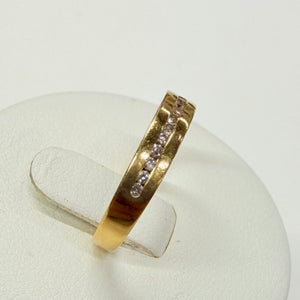 Bague Demi Tour en Or Jaune et Diamants 18k -  2.63 G - Taille : 49