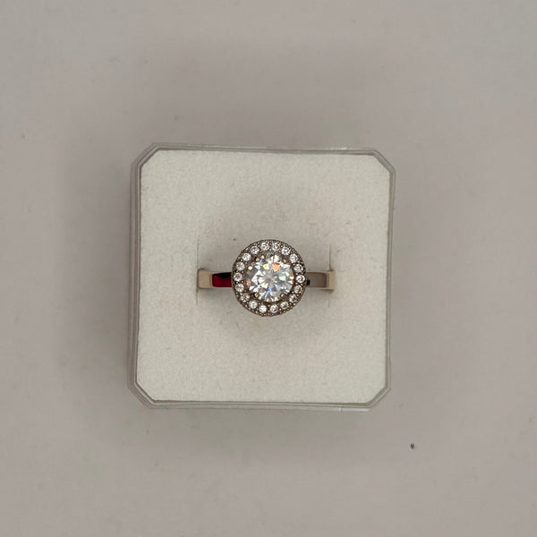 Bague Or blanc avec Oxyde de Zirconium T58