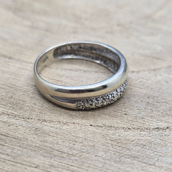 Bague Demi Tour Or Blanc 18 Carats Sans Pierres - 3.35 Grs